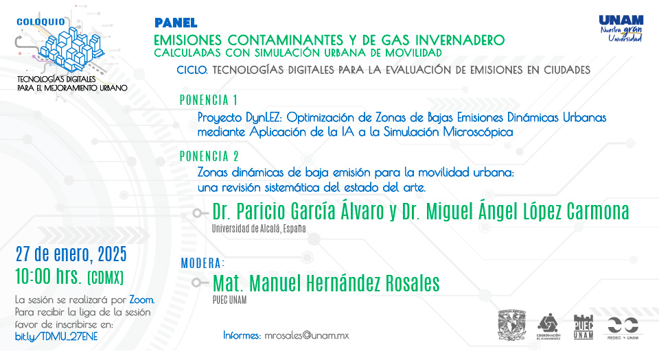 Emisiones contaminantes  y de gas invernadero calculadas con simulación urbana de movilidad